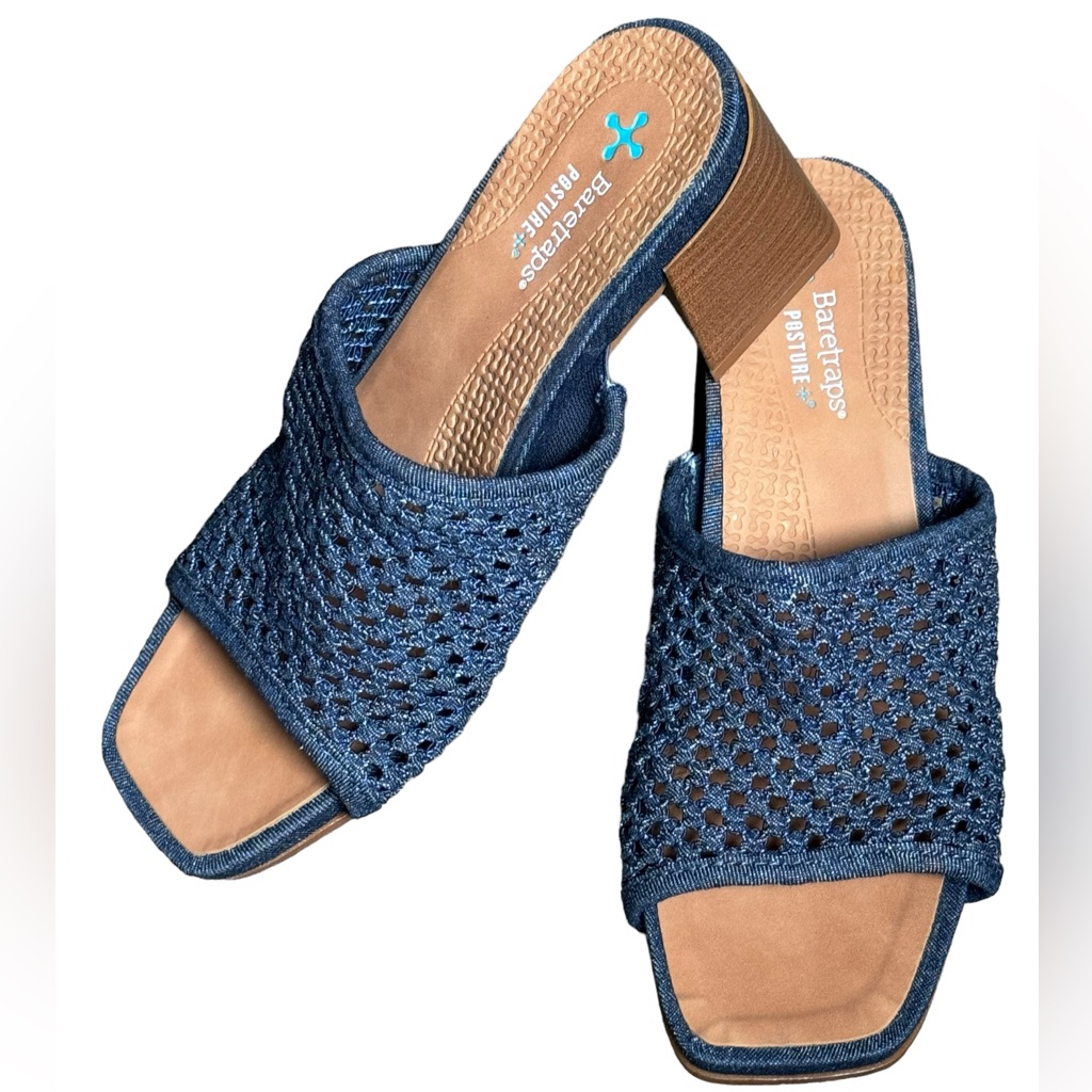 Bare Traps Ladies Open Toe Square Heel Shoes Size 6.5 New